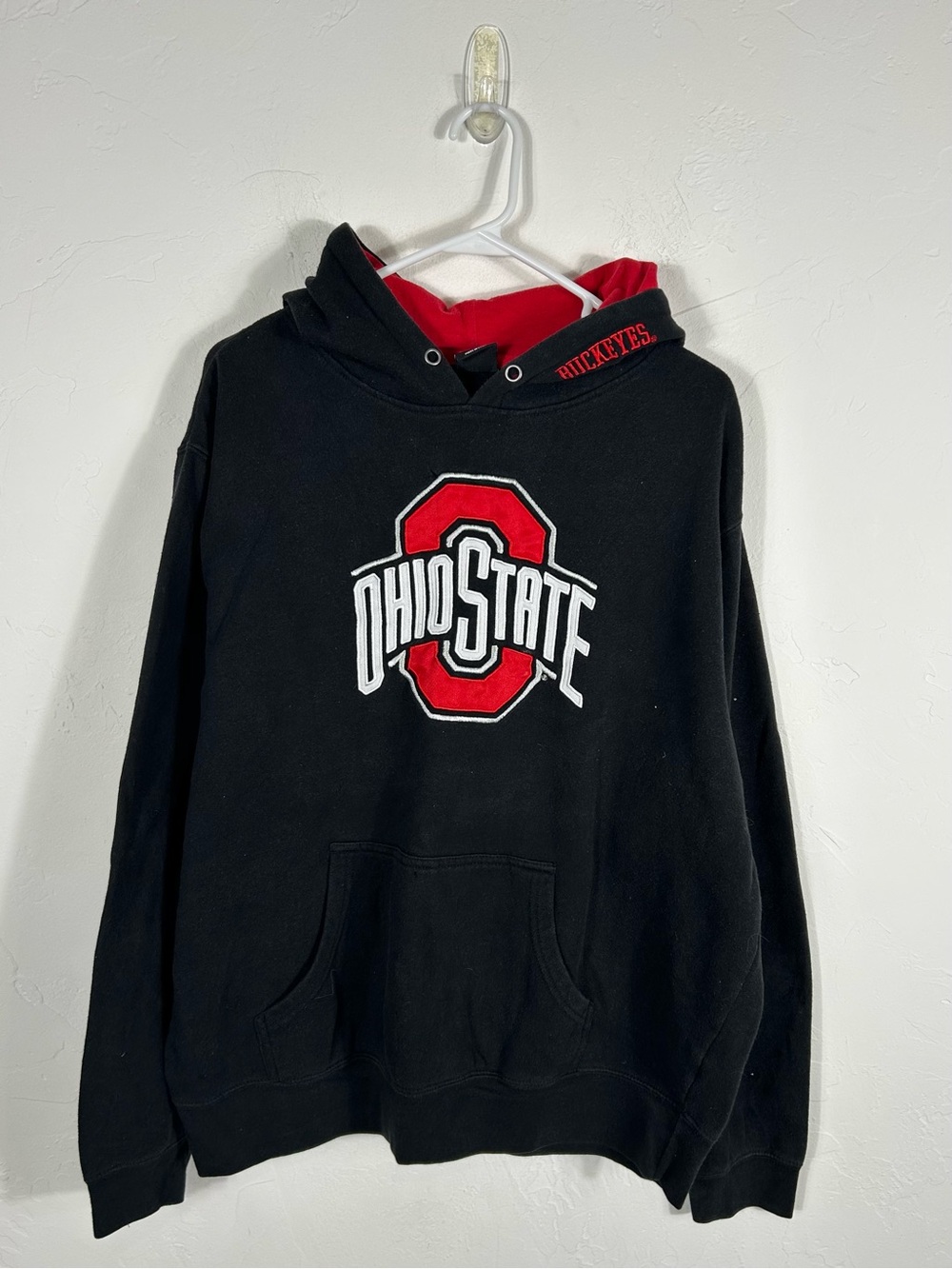π Vintage OHIO STATE BUCKEYES Embroidered College Hoodie Black/Red Mens Sz XL